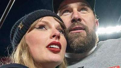 Sängerin Taylor Swift und Football-Star Travis Kelce wollen heiraten. Die Veltins-Arena auf Schalke bietet ihnen dafür die hauseigene Kapelle an. (Archivbild) (Foto: Emily Curiel/Ecuriel@kcstar.Com/TNS via ZUMA Press Wire/dpa)