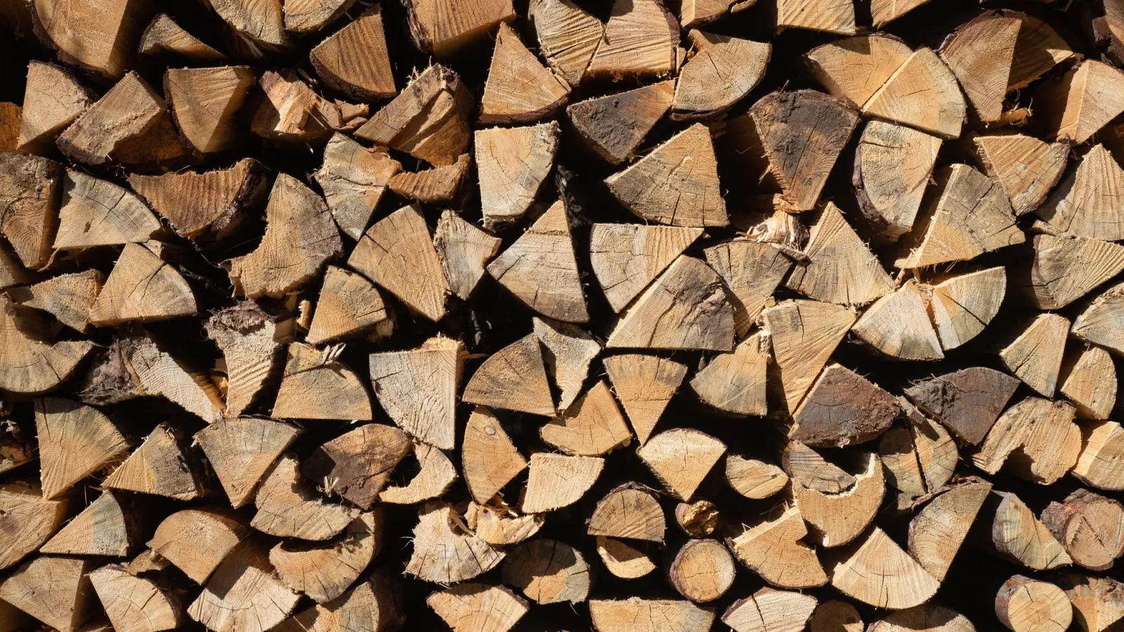 Gespaltenes Holz türmt sich in großen Stapeln. (Foto: Nicolas Armer/dpa/Archivbild)