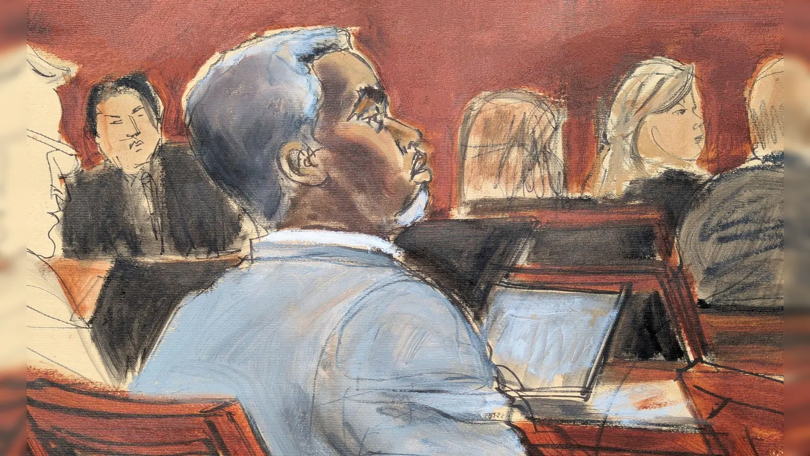 Gesichtszeichnung von Combs (Foto: Elizabeth Williams/AP/dpa)