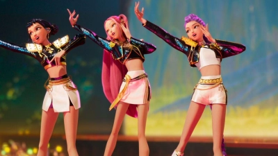 Die Band Huntrix gibt ein Megakonzert im Animationsfilm „KPop Demon Hunters“. (Netflix-Handout) (Foto: -/Netflix/dpa)
