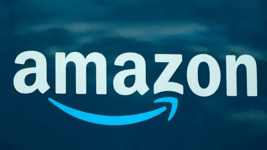 Das Logo des Versandhändlers Amazon auf einem Lieferwagen. (Foto: Steven Senne/AP/dpa/Archivbild)