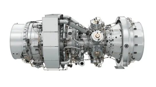 Die Darstellung zeigt die Siemens Energy SGT-A65 Turbine. (Foto: Siemens AG/dpa)
