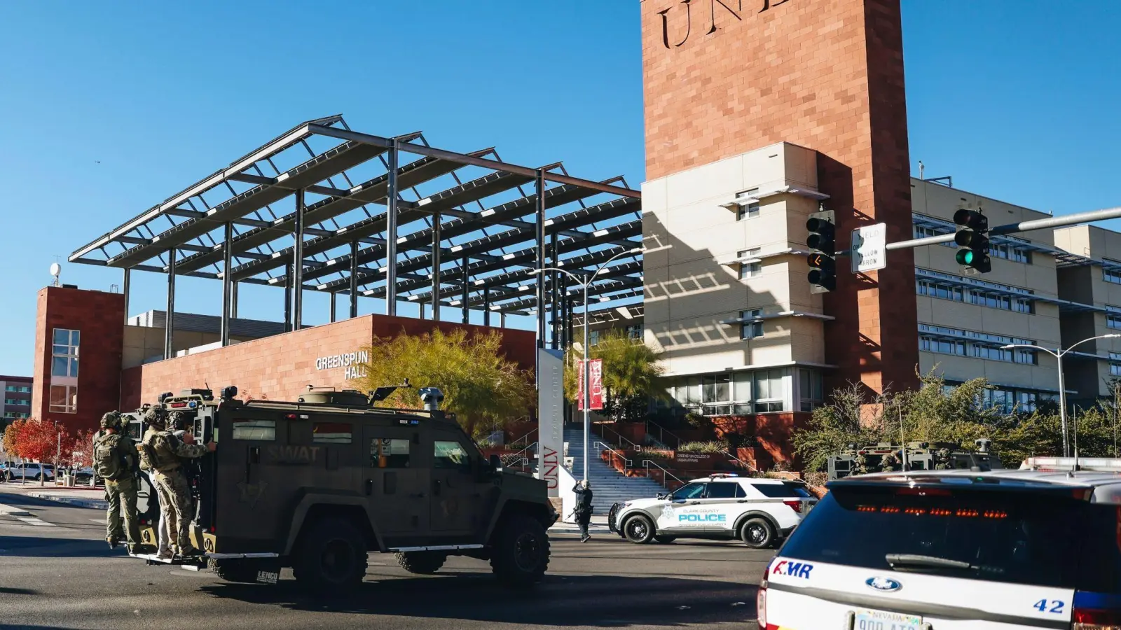 Bei einem Schusswaffenangriff an einer Universität in Las Vegas wurden drei Menschen getötet. (Foto: Madeline Carter/Las Vegas Review-Journal/AP/dpa)