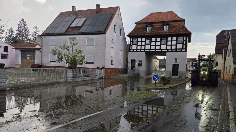 Der Regen hat in Uehfeld gewütet. (Foto: Kreisfeuerwehrverband NEA/Rainer Weiskirchen)