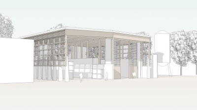 Die neue Streugut- und Schütthalle, die gerade auf dem Areal des Betriebsamtes am Haldenweg entsteht: Mit über zehn Meter Höhe, die für das Entladen notwendig sind, ist es ein durchaus imposantes Gebäude. (Grafik: Architekturbüro Holzinger, Eberl, Fürhäußer)