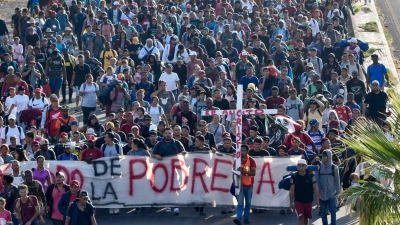 Migranten verlassen Tapachula. (Foto: Edgar Hernandez Clemente/AP/dpa)