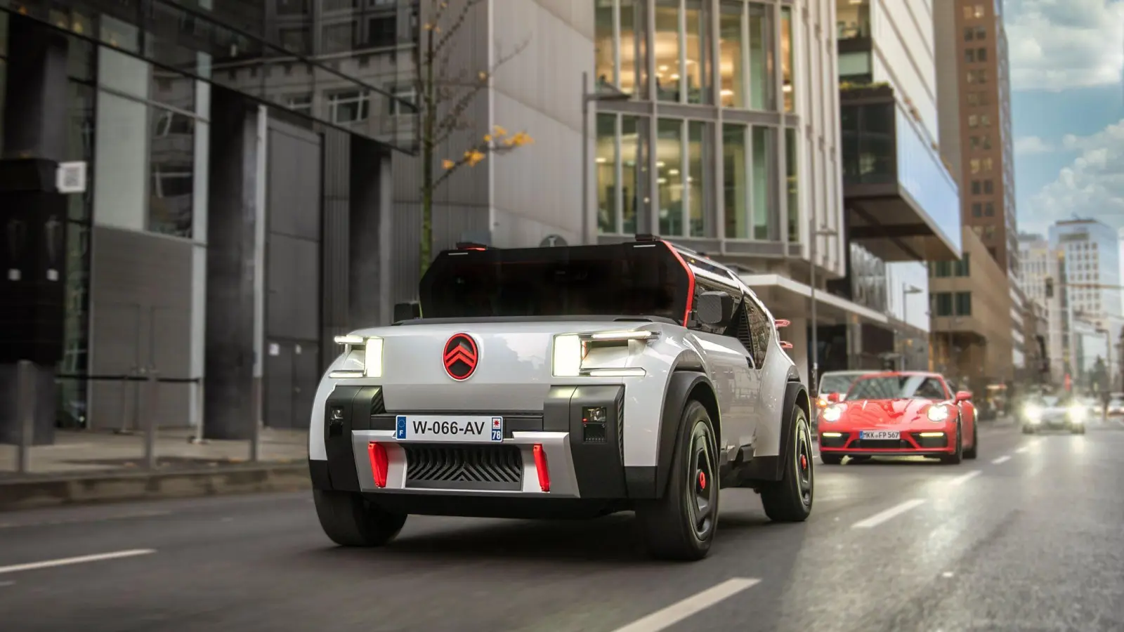 Auffälliges Design: Der Citroën Oli sieht aus wie ein geschrumpfter Riesen-Pick-up von Hummer. (Foto: Citroën/Stellantis/dpa-mag)