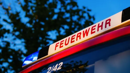 Das Blaulicht leuchtet auf dem Dach eines Einsatzfahrzeugs der Feuerwehr. (Foto: Philipp von Ditfurth/dpa/Symbolbild)