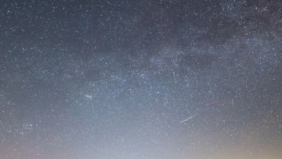 Der Sternenhimmel leuchtet über einem Rapsfeld in Schleswig-Holstein. (Foto: Daniel Reinhardt/dpa)