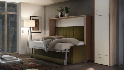 Zum Schlafen einfach ausklappen - praktisch so ein Wandbett. Hier ein Modell von Nehl Wohnideen. (Foto: Gebr. Nehl/VDM/dpa-tmn)