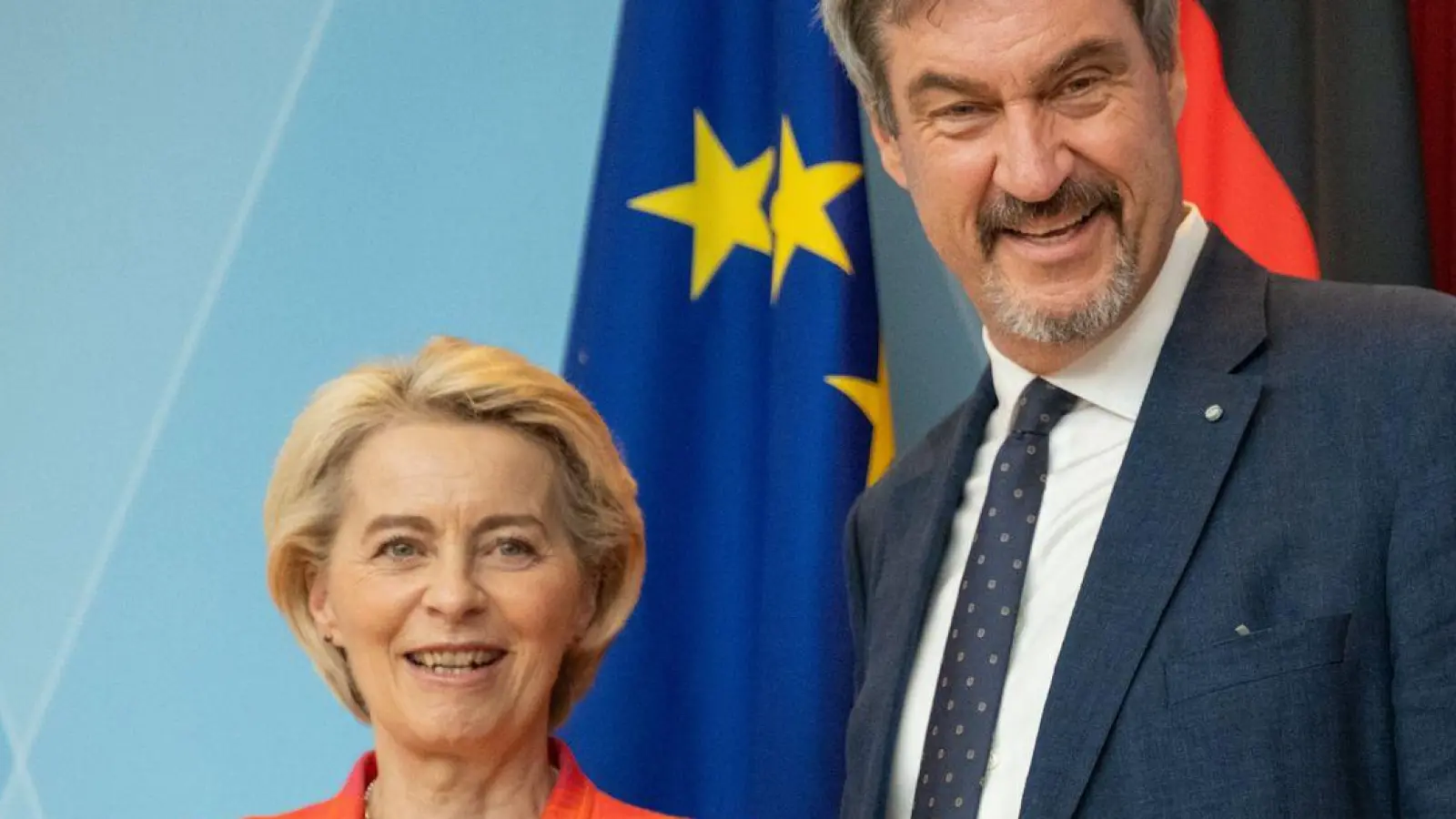 Bayerns Ministerpräsident Markus Söder (CSU) hat bei seinem Treffen mit EU-Kommissionspräsidentin Ursula von der Leyen (CDU) in Brüssel eine Fülle von Wünschen und Forderungen im Gepäck. (Foto: Leonie Asendorpf/dpa)