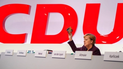 Zuletzt nahm Merkel 2019 physisch an einem Parteitag teil. (Foto: Kay Nietfeld/dpa)