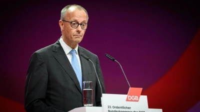 Merz drang beim DGB-Kongress mit seinen Reformappellen nicht durch. (Foto: Bernd von Jutrczenka/dpa)
