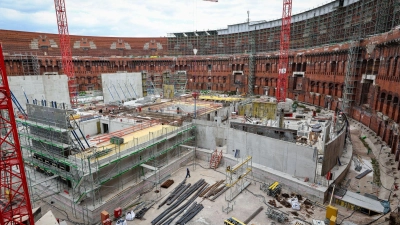 2028 soll das Kulturareal Kongresshalle fertig gestellt sein. (Foto: Daniel Löb/dpa)