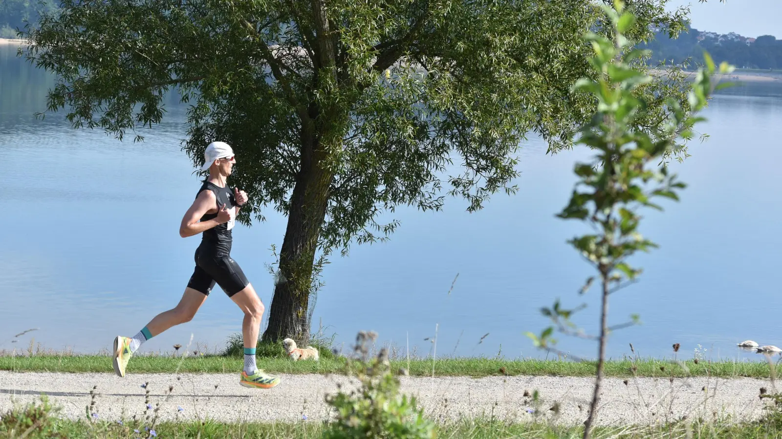 Idylle beim Seenlandmarathon: Matthias Ries siegte über 42,195 Kilometer. (Foto: Mathias Hochreuther)