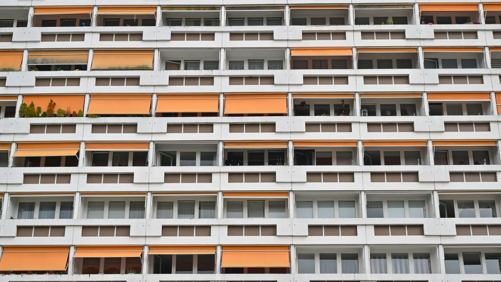 Viele Wohnungen sind in einem Hochhaus im Zentrum von Cottbus zu sehen. (zu dpa: «Jeder Neunte in Deutschland lebt in zu kleiner Wohnung») (Foto: Patrick Pleul)