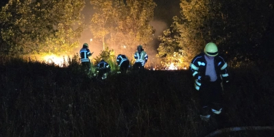 Am Mittwochabend rückte die Feuerwehr nach Hagenbüchach zu einem Bahndamm-Brand aus. (Foto: Feuerwehr Hagenbüchach)