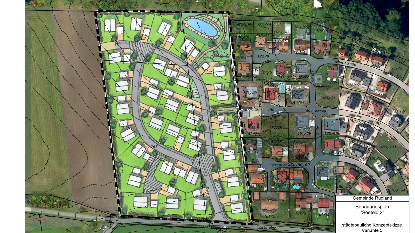 So könnte das Baugebiet Seefeld II einmal aussehen: Noch aber sind viele Fragen der Gestaltung offen. (Grafik: Christofori&Partner)