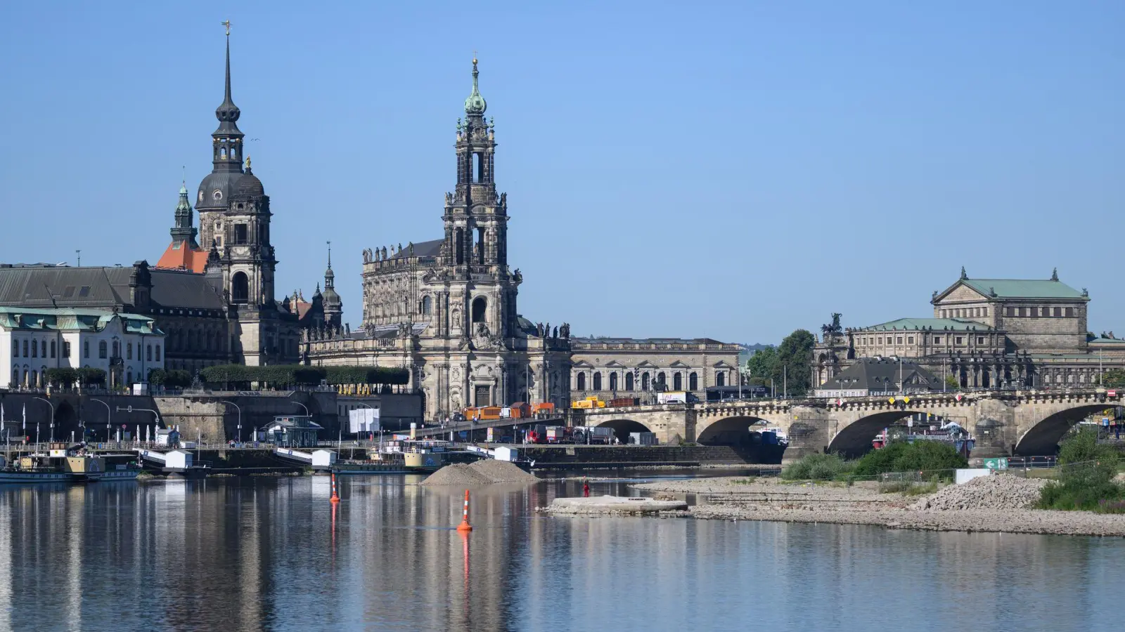 Der Neubau der Carolabrücke soll bis 2031 stehen. (Foto: Robert Michael/dpa)