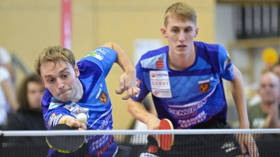 Daniel Rinderer (links) und Tom Schweiger gewannen ihr Doppel gegen Kaiserslautern. (Foto: Martin Rügner)
