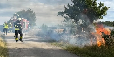 Ein Acker bei Einersdorf (Trautskirchen) fing am frühen Montagabend Feuer. (Foto: Kreisfeuerwehrverband NEA)