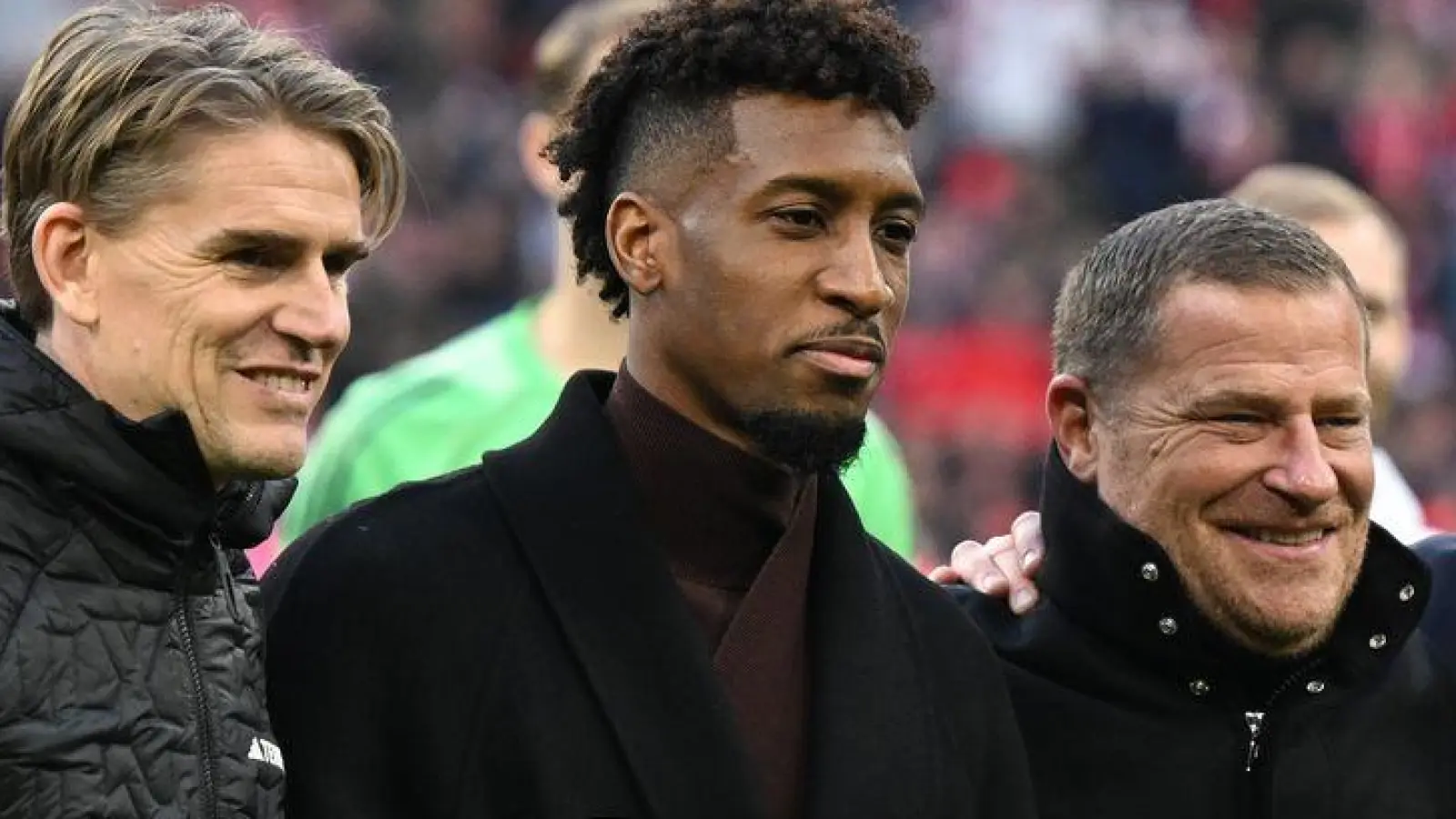Der FC Bayern verabschiedet Kingsley Coman (2.v.l). (Foto: Sven Hoppe/dpa)