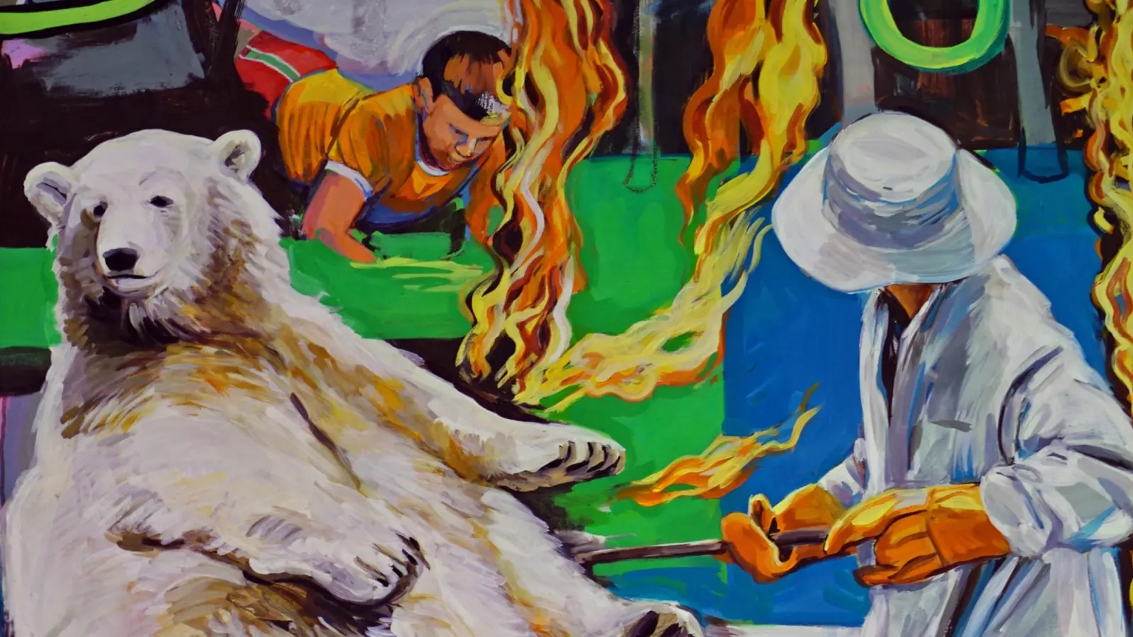 „Großer Platz (Einheizen)”, ein Gemälde von Lisa Lang, das in der Ausstellung „BBK on Tour” zu sehen ist. (Foto: Elke Walter)