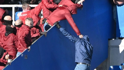 Im Karlsruher Wildpark kam es am Samstag zu heftigen Fan-Ausschreitungen. (Foto: Uli Deck/dpa)