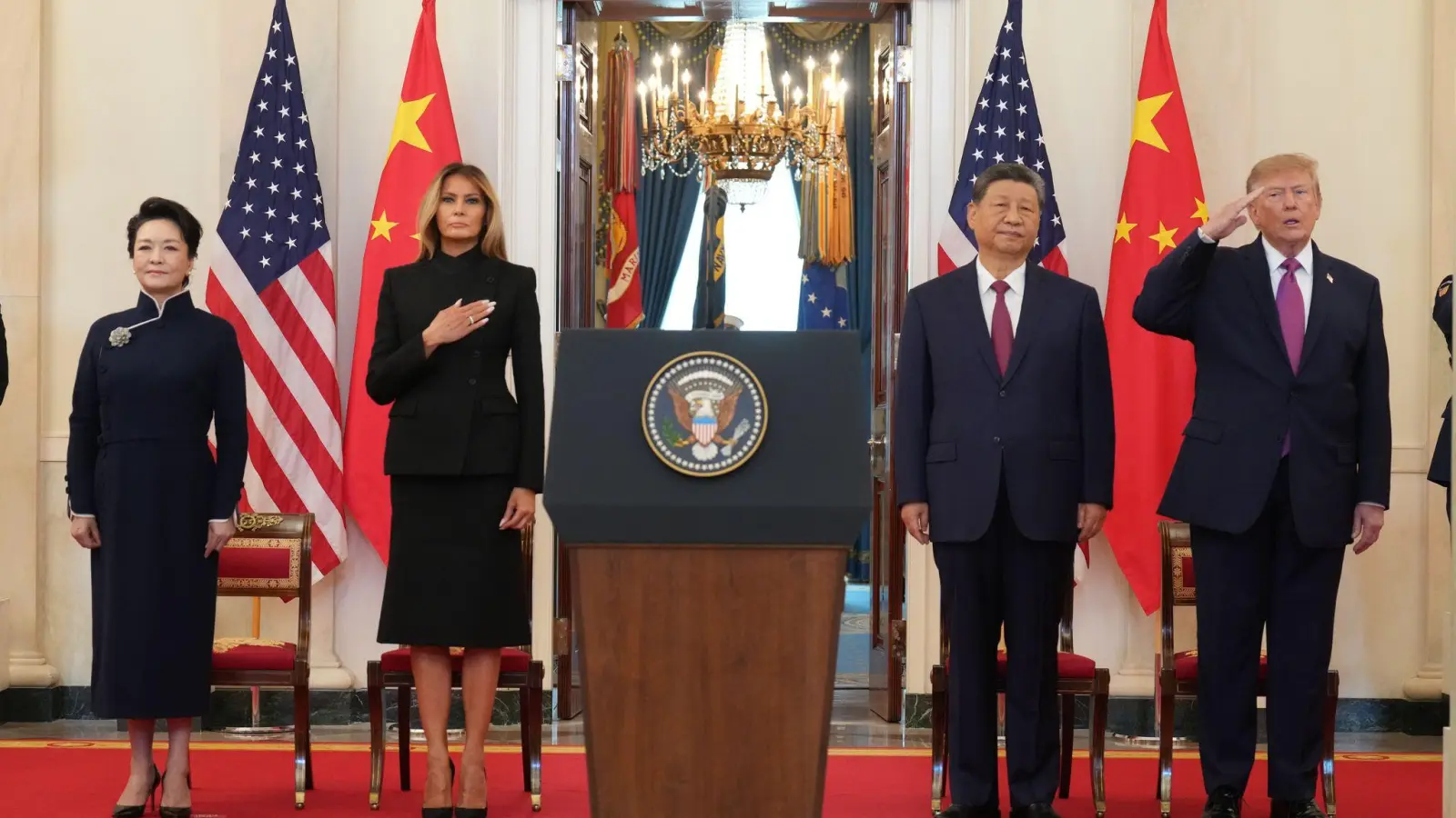 Trump und Xi haben sich im Weißen Haus getroffen.  (Foto: Jacquelyn Martin/AP/dpa)