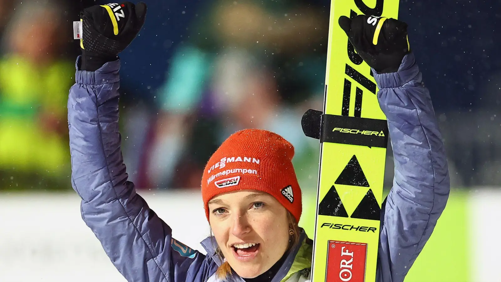 Glänzte bei der Nordischen Ski WM in Planica als Dreifach-Weltmeisterin: Katharina Althaus. (Foto: Daniel Karmann/dpa)
