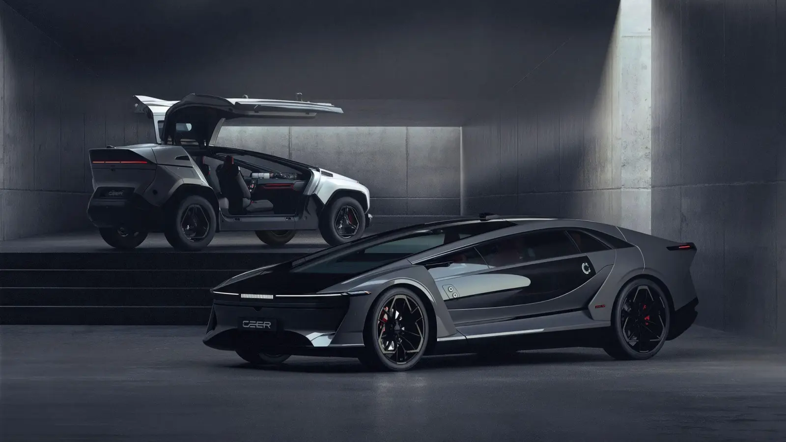 Mit einem Coupé und einem SUV namens Exobot stellt Ceer seine ersten Flagschiffmodelle vor. (Foto: Ceer Motors/dpa-tmn)