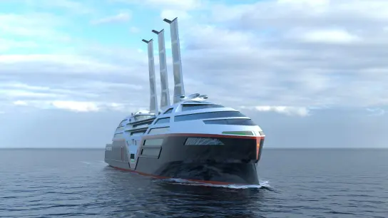 Die Schifffahrt wird „grün“? So sieht das erste Konzept des Null-Emissions-Schiffs von Hurtigruten aus. (Foto: Vard Design/Hurtigruten/dpa-tmn)