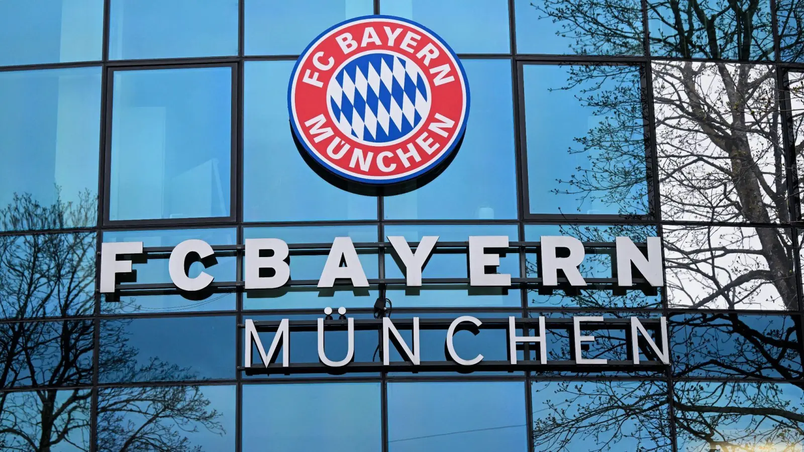 Das Logo von Bayern München ist am Vereinsgelände an der Säbener Straße zu sehen. (Foto: Sven Hoppe/dpa)