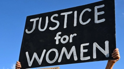 Eine Kundgebung zur Beendigung der Gewalt gegen Frauen in Canberra. (Foto: Lukas Coch/AAP/dpa)