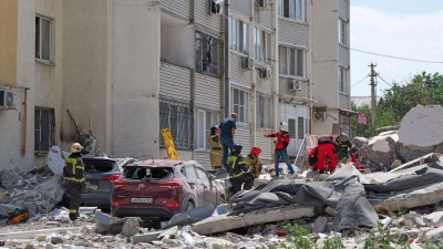 Mindestens fünf Menschen starben bei der Gasexplosion. (Foto: Uncredited/Saratov region governor Roman Busargin official Telegram channel/AP/dpa)
