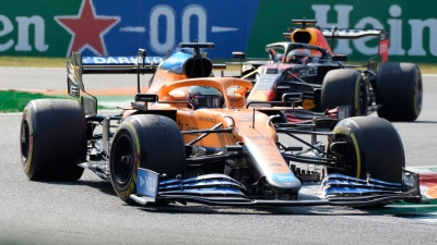 McLaren holte den einzigen Doppelsieg des Jahres 2021 in Monza. (Foto: Luca Bruno/AP/dpa)