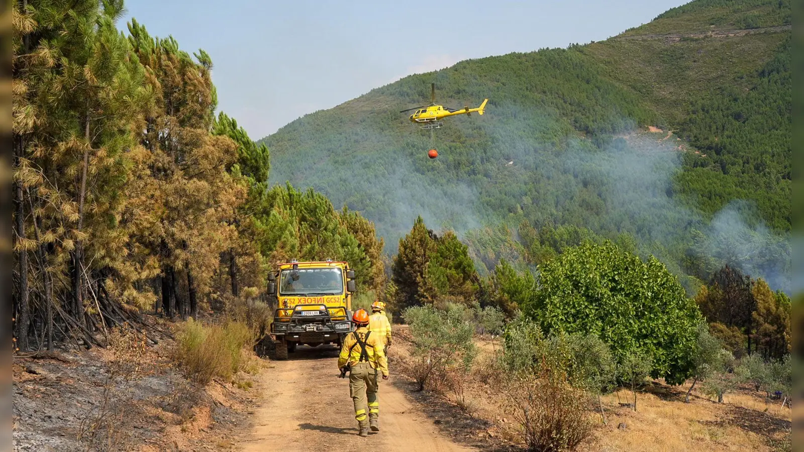 In Las Hurdes in der spanischen Region Cáceres konnte ein größerer Waldbrand nach mehreren Tagen unter Kontrolle gebracht werden. (Foto: Carlos Criado/EUROPA PRESS/dpa)