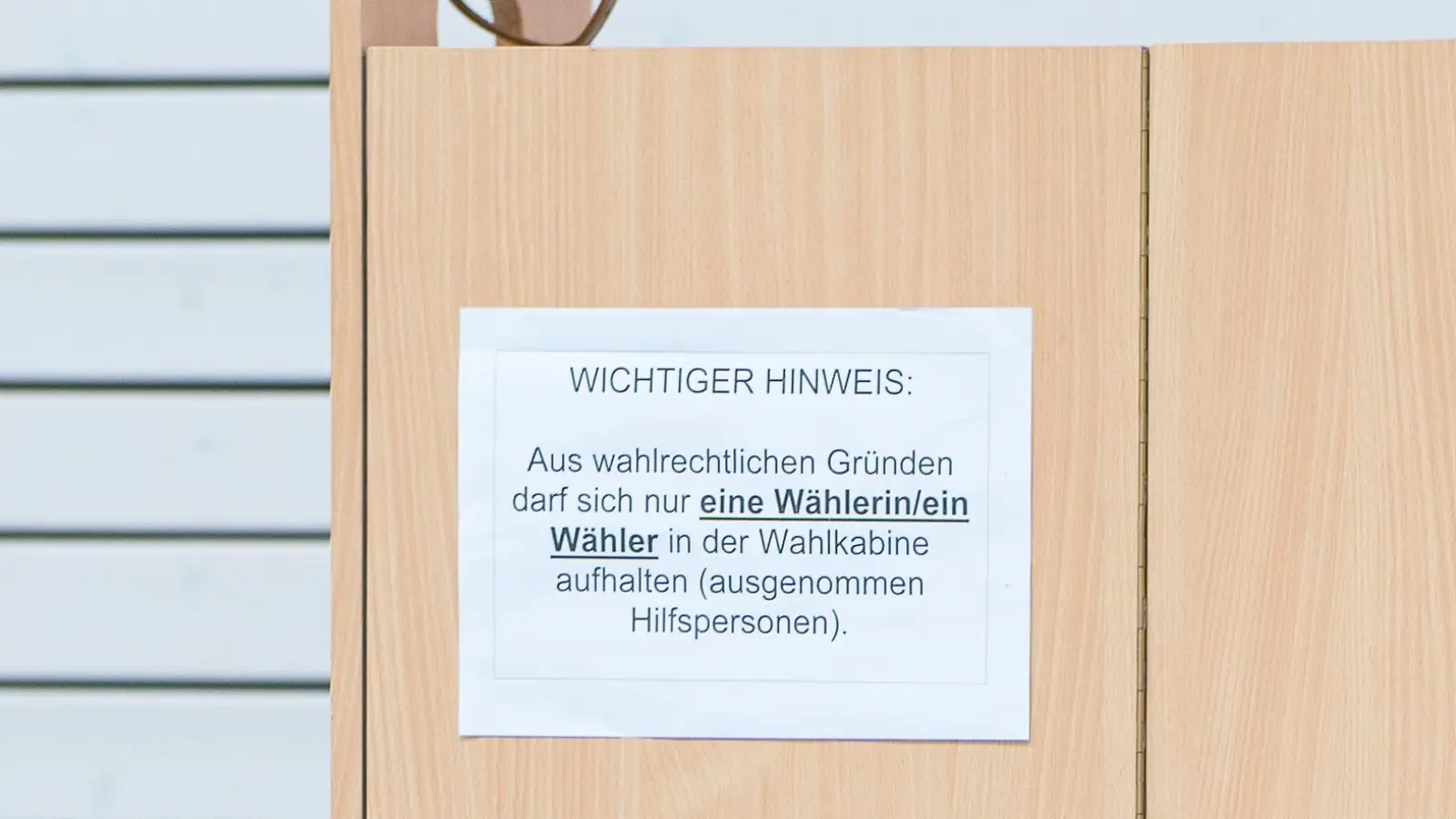 Der Hinweis bei der Kommunalwahl 2026 gilt allerdings nur für Menschen, der Hund durfte zur mentalen Unterstützung mit. (Foto: Mirko Fryska)