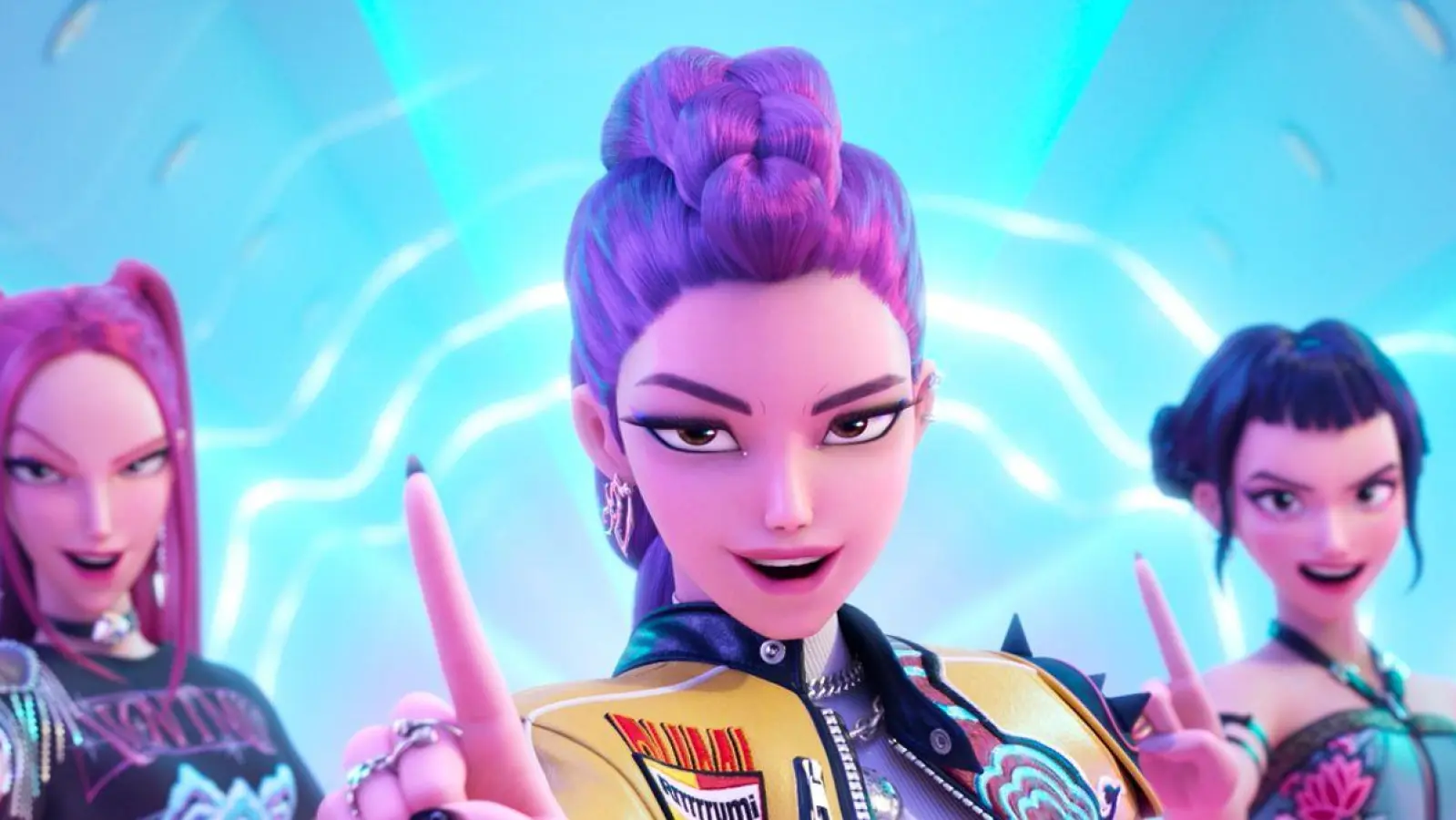 Die Band Huntrix im Animationsfilm „KPop Demon Hunters“. (Netflix-Handout) (Foto: -/©2025 Netflix/dpa)