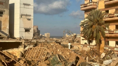 Nach der verheerenden Flutkatastrophe in Libyen zeichnet sich ein Bild der Zerstörung ab. (Foto: ---/MFS/dpa)