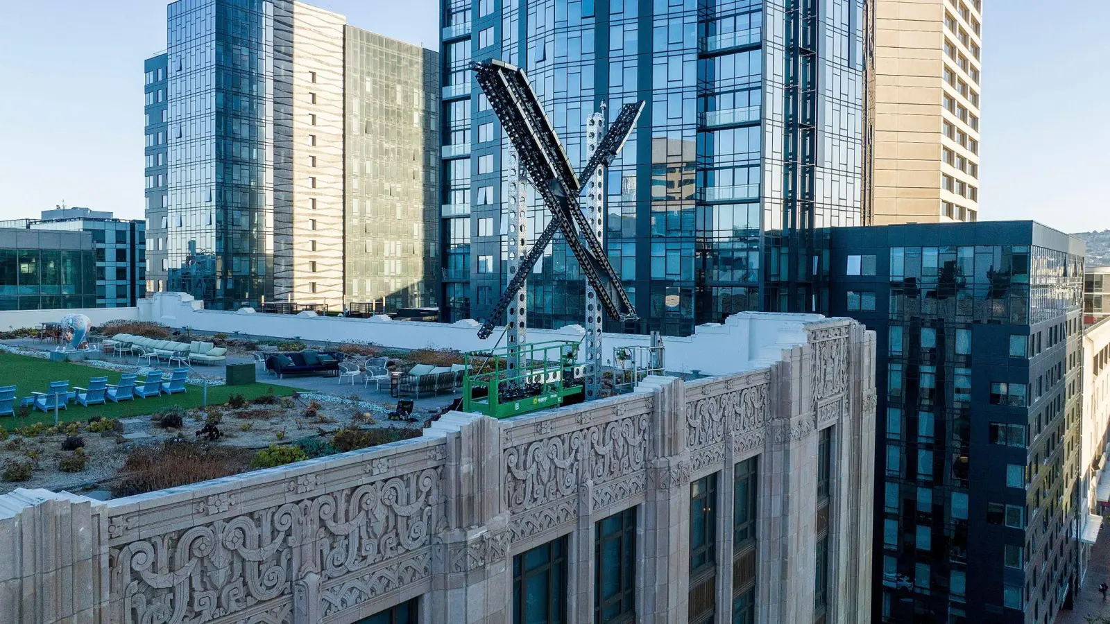 Das Hauptquartier von X in San Francisco. (Foto: Noah Berger/AP/dpa)