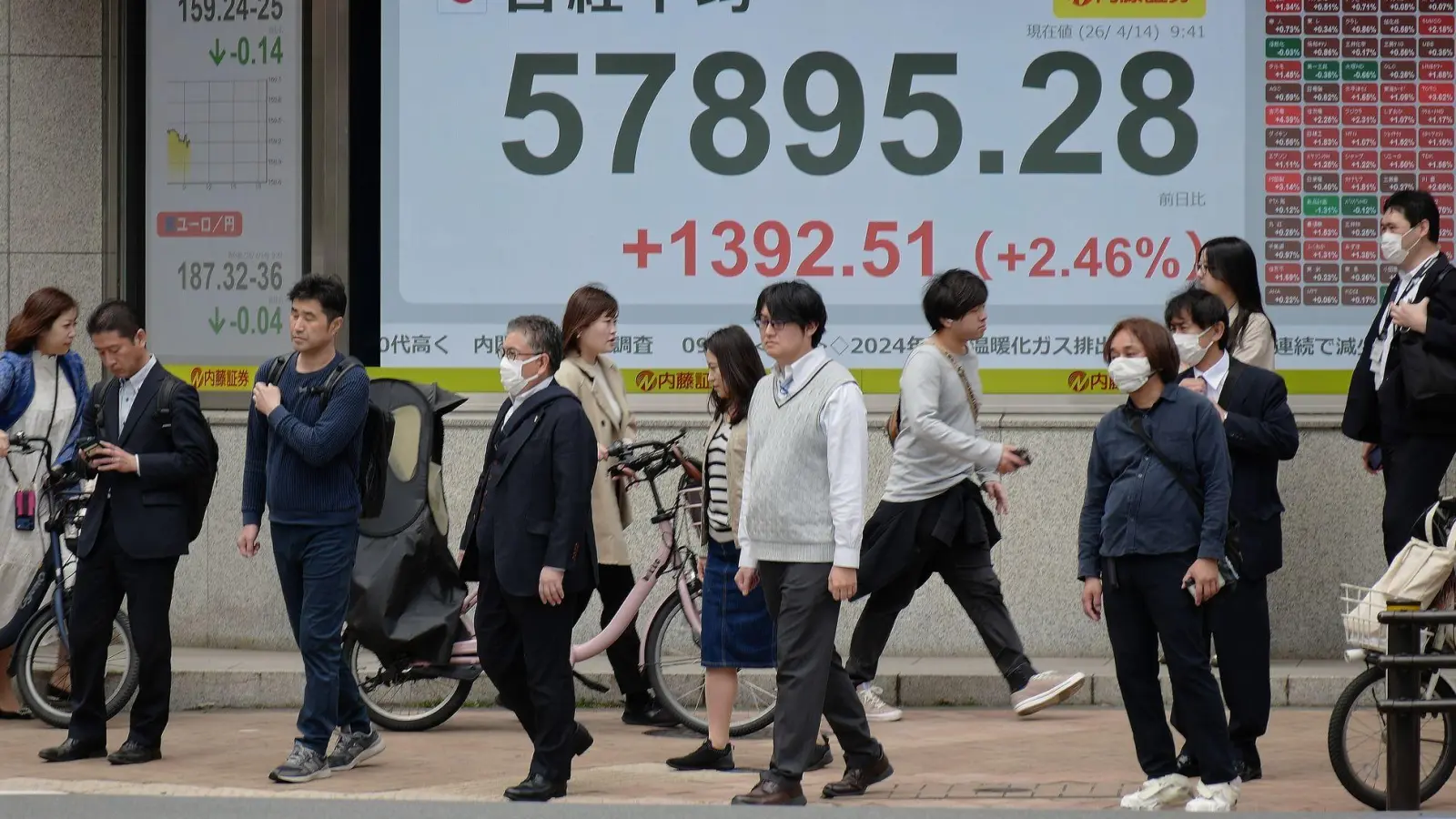Der japanische Leitindex Nikkei 225 ist positiv in den Handelstag gestartet. (Foto: Eugene Hoshiko/AP/dpa)