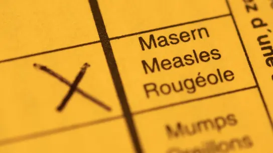 Ein Impfpass mit einem Kreuz bei der Masern-Impfung liegt auf einem Tisch. (Foto: Tom Weller/dpa/Archivbild)