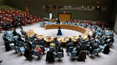 Der UN-Sicherheitsrat tritt erneut zu einer Dringlichkeitssitzung zur Ukraine zusammen. (Foto: Evan Schneider/United Nations via AP/dpa)