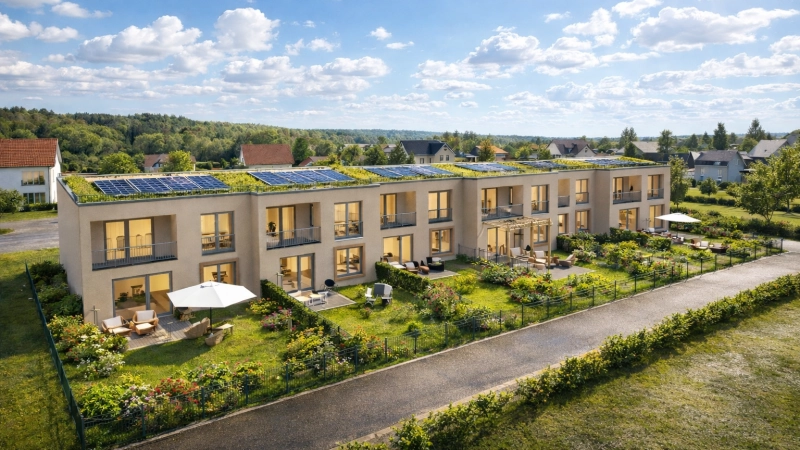 So könnte die neue Wohnanlage am Bergfeld in Sachsen einmal aussehen. (Visualisierung: Kehrberger Immobilien)