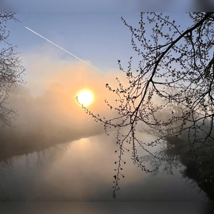 Erste Sonnenstrahlen - gesehen an der Wörnitz bei Neustädtlein (Foto: Karin Mahler)