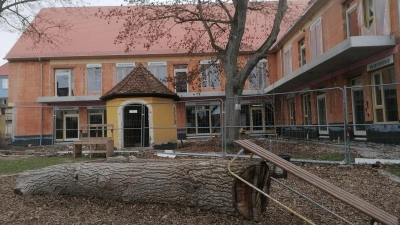 Der Neubau der Kindertageseinrichtung St. Markus am Holzmarkt in Bad Windsheim soll im September von den Kindern bezogen werden. (Foto: Katrin Merklein)