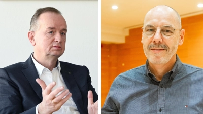 Treten in der Stichwahl um das Amt des Oberbürgermeisters für Ansbach gegeneinander an: Amtsinhaber Thomas Deffner (links) und Hans-Jürgen Eff. (Foto: Jim Albright, Evi Lemberger)