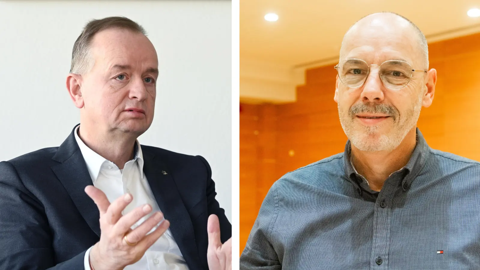 Treten in der Stichwahl um das Amt des Oberbürgermeisters für Ansbach gegeneinander an: Amtsinhaber Thomas Deffner (links) und Hans-Jürgen Eff. (Foto: Jim Albright, Evi Lemberger)