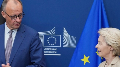 Will Kommissionspräsidentin Ursula von der Leyen konkrete Arbeitsaufträge erteilen: Bundeskanzler Friedrich Merz. (Archivbild) (Foto: Virginia Mayo/AP/dpa)